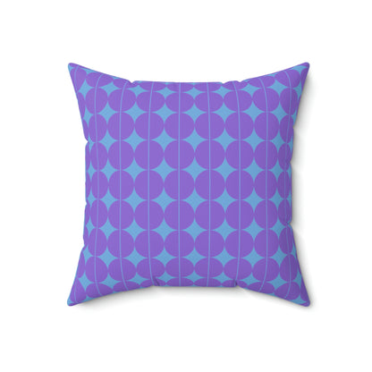 Spun Polyester Square Pillow Case "Purple Semicircle on Light Blue”