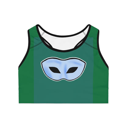 Sports Bra “White Mask on Green”