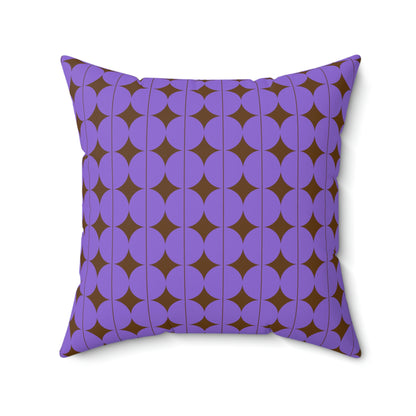 Spun Polyester Square Pillow Case "Purple Semicircle on Brown”