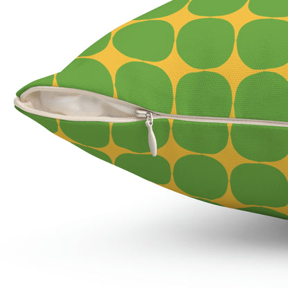 Spun Polyester Square Pillow Case “Rhombus Star on Green”