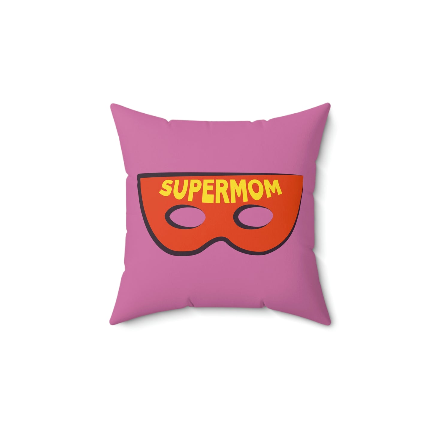 Spun Polyester Square Pillow Case "Super Mom on Light Pink”