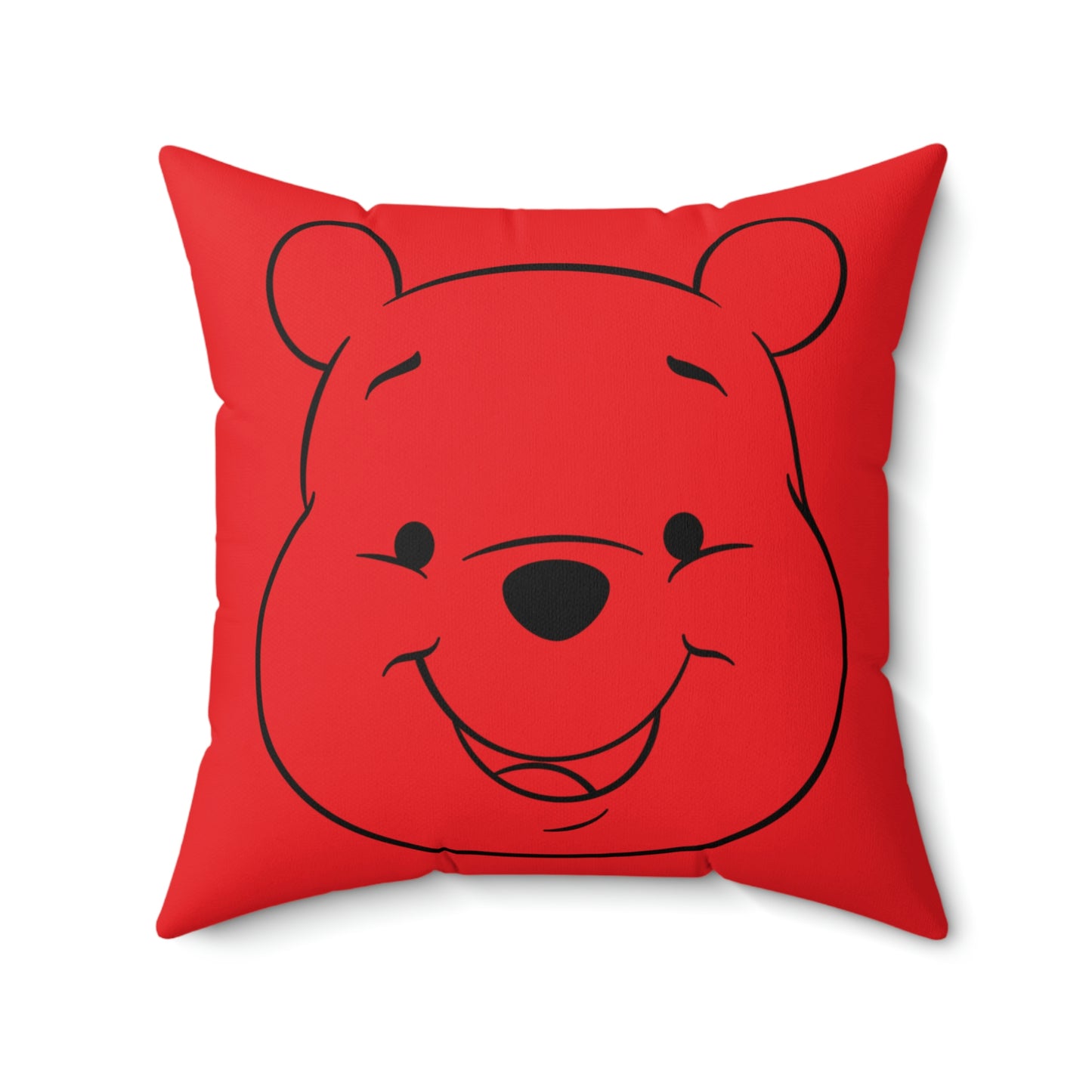 Spun Polyester Square Pillow Case “Pooh Line on Red”