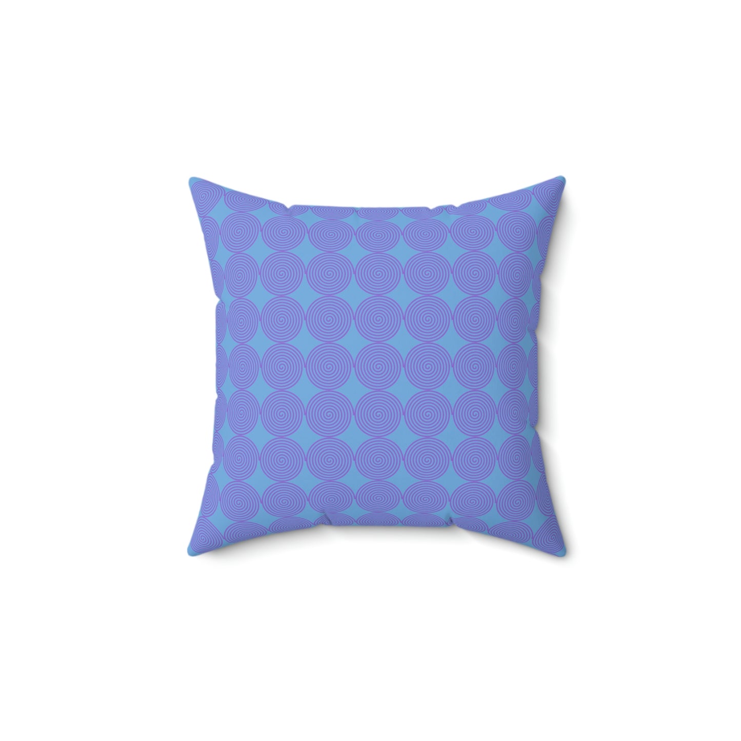 Spun Polyester Square Pillow Case ”Purple Spiral on Light Blue”