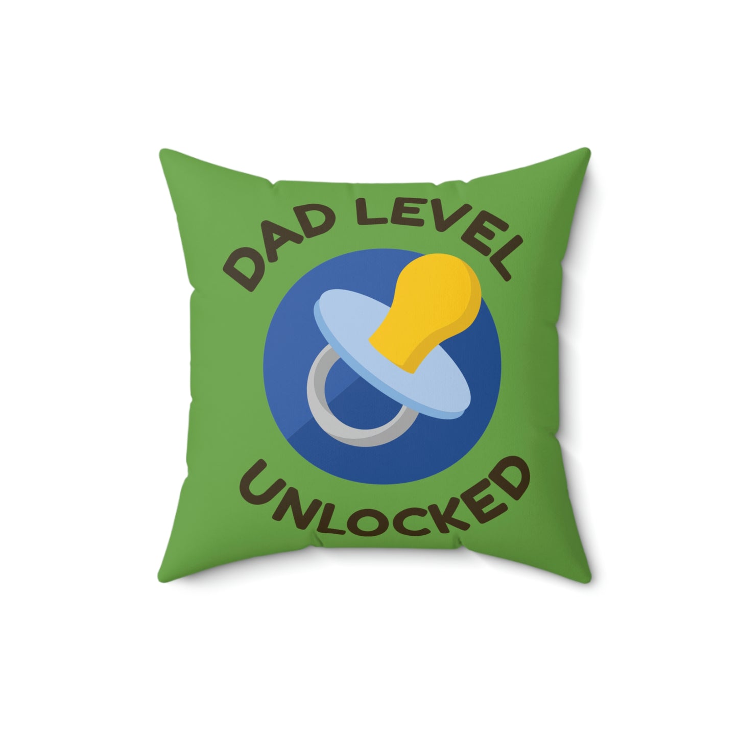 Spun Polyester Square Pillow Case "Dad Level Unlocked on Green”
