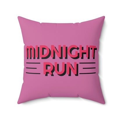 Spun Polyester Square Pillow Case "Midnight Run on Light Pink”