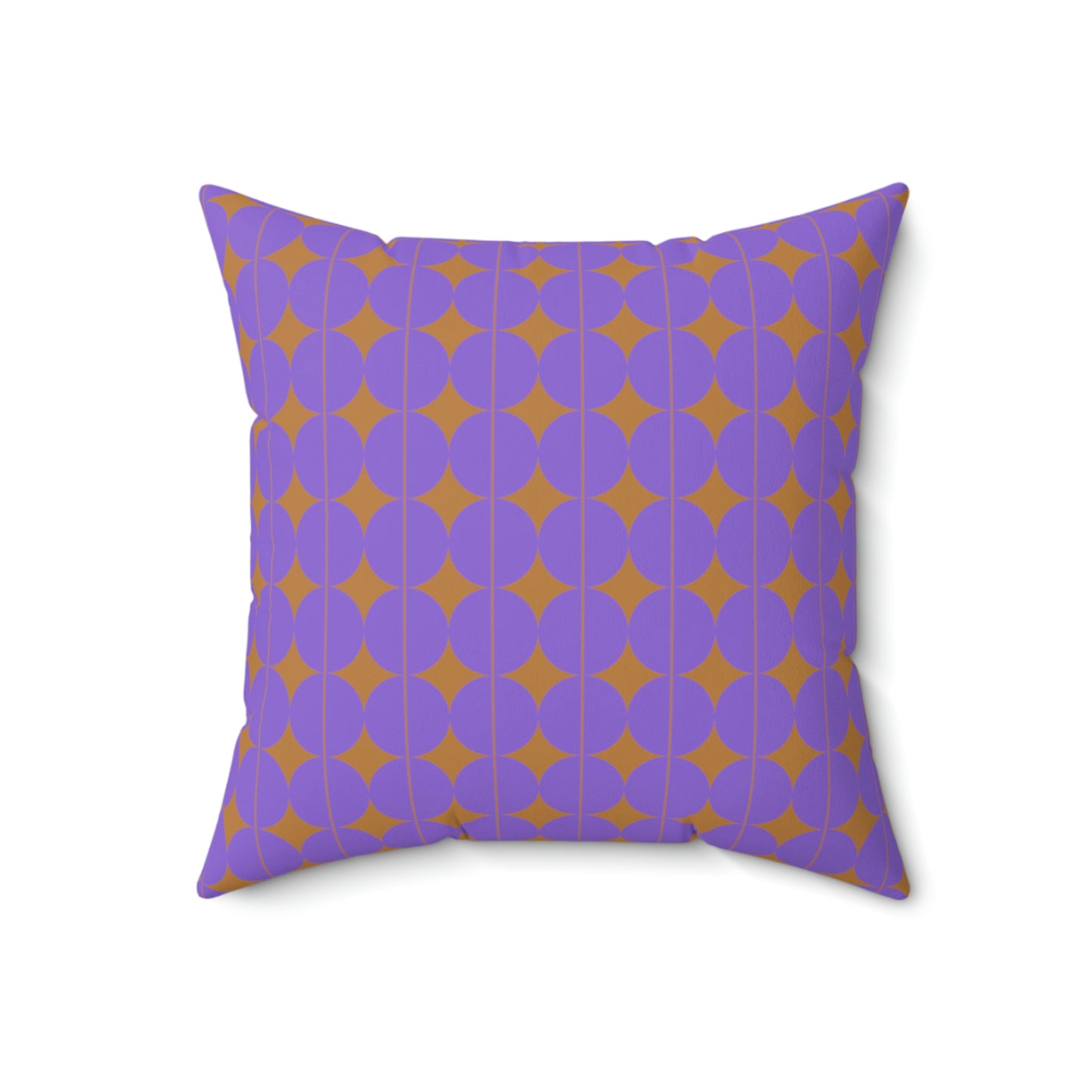 Spun Polyester Square Pillow Case "Purple Semicircle on Light Brown”
