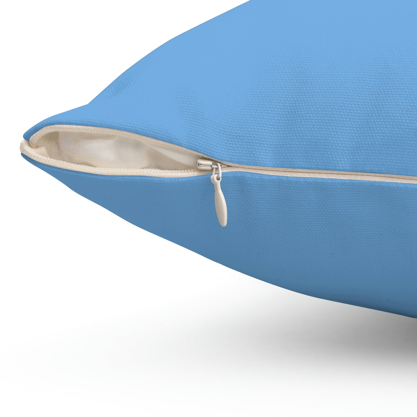 Spun Polyester Square Pillow Case “Moth White on Light Blue”
