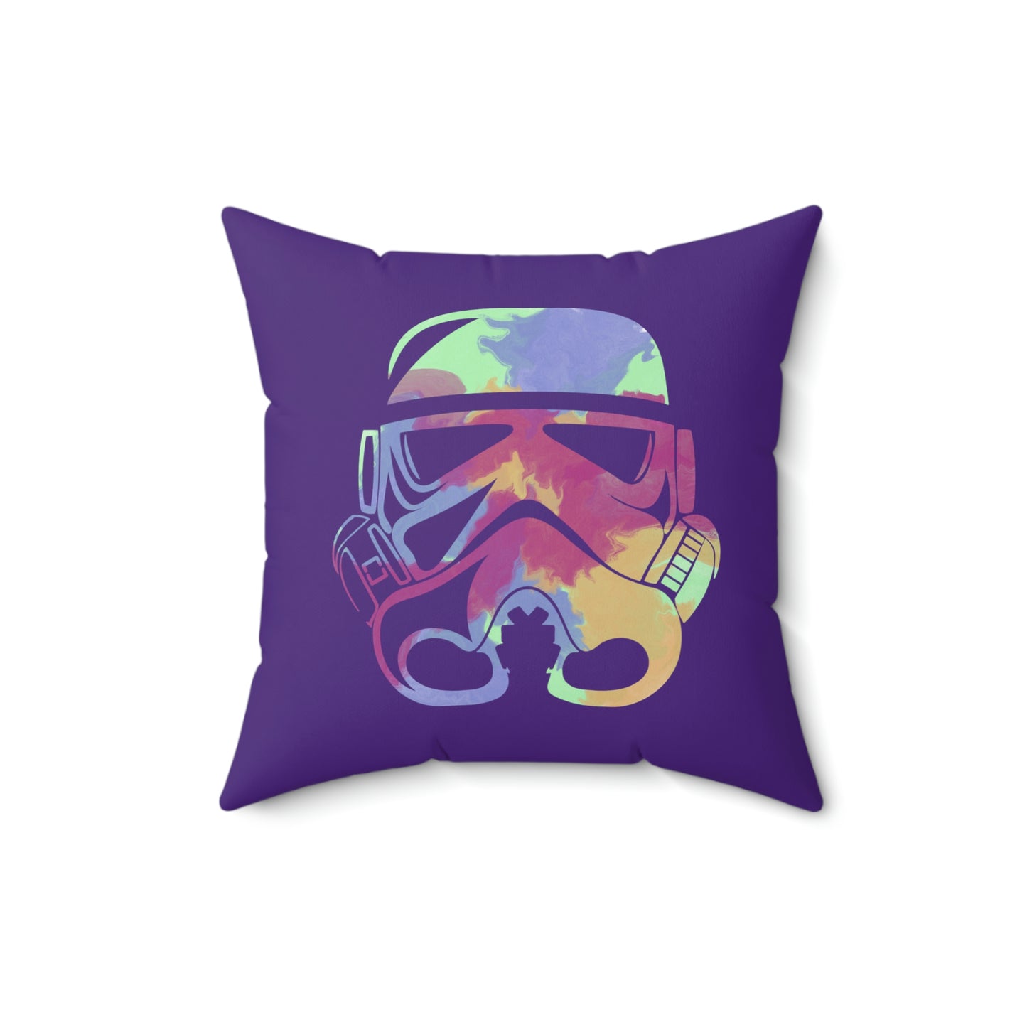 Spun Polyester Square Pillow Case ”Storm Trooper 6 on Purple”