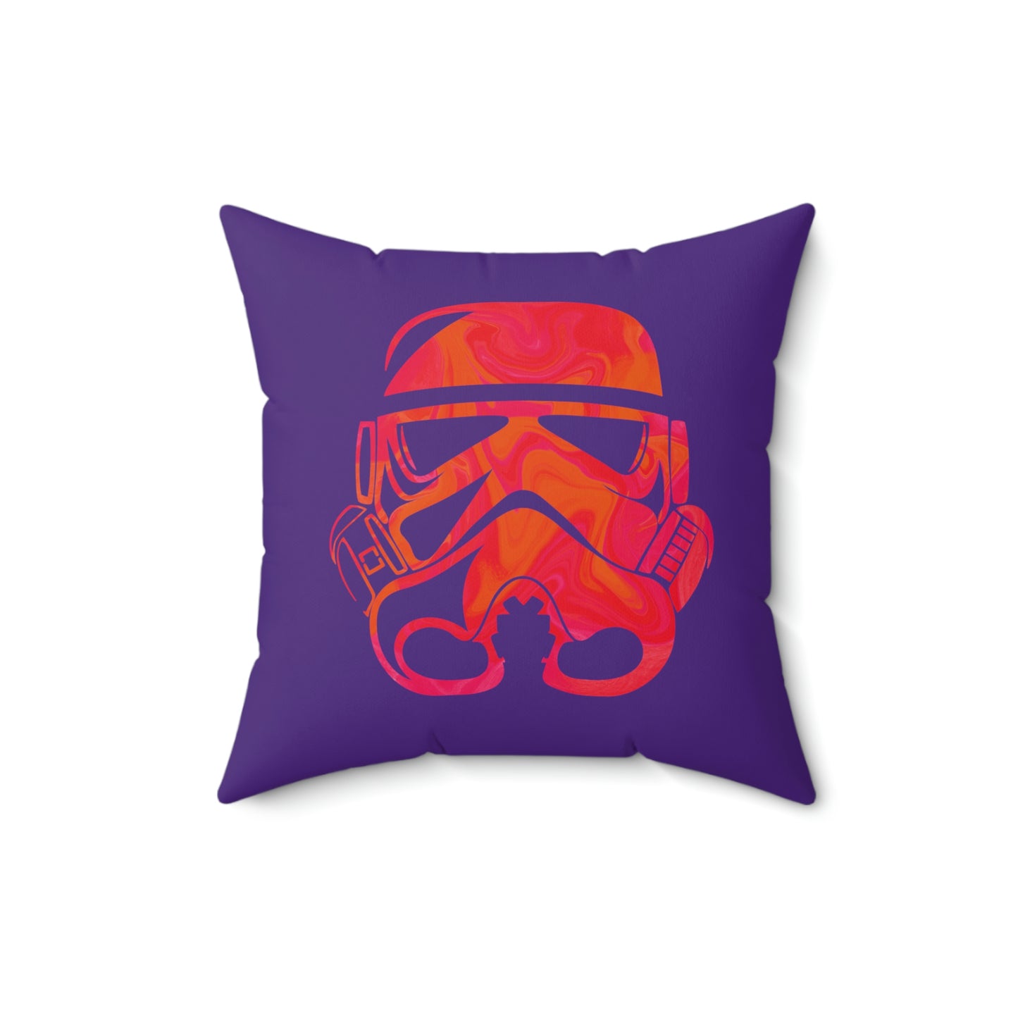 Spun Polyester Square Pillow Case ”Storm Trooper 9 on Purple”