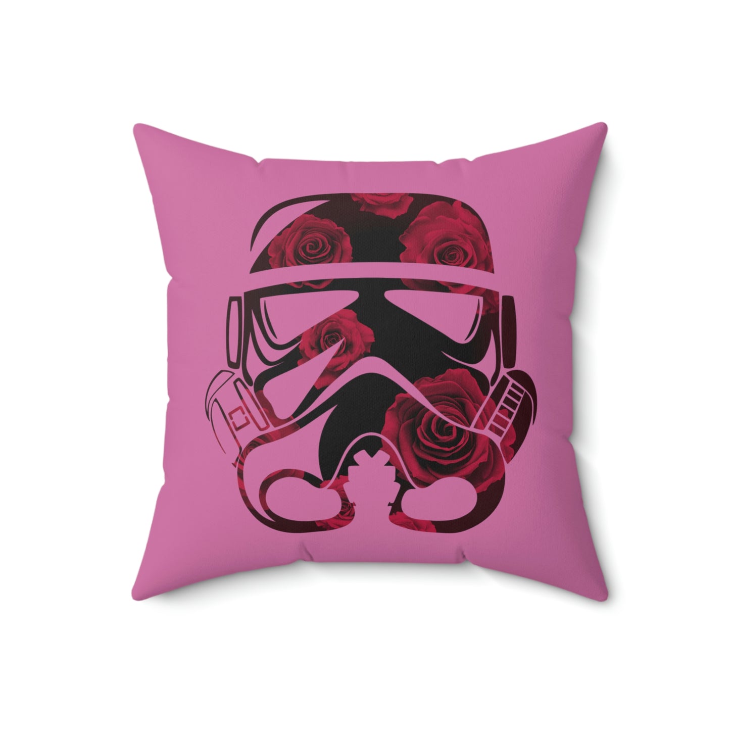 Spun Polyester Square Pillow Case ”Storm Trooper 15 on Light Pink”