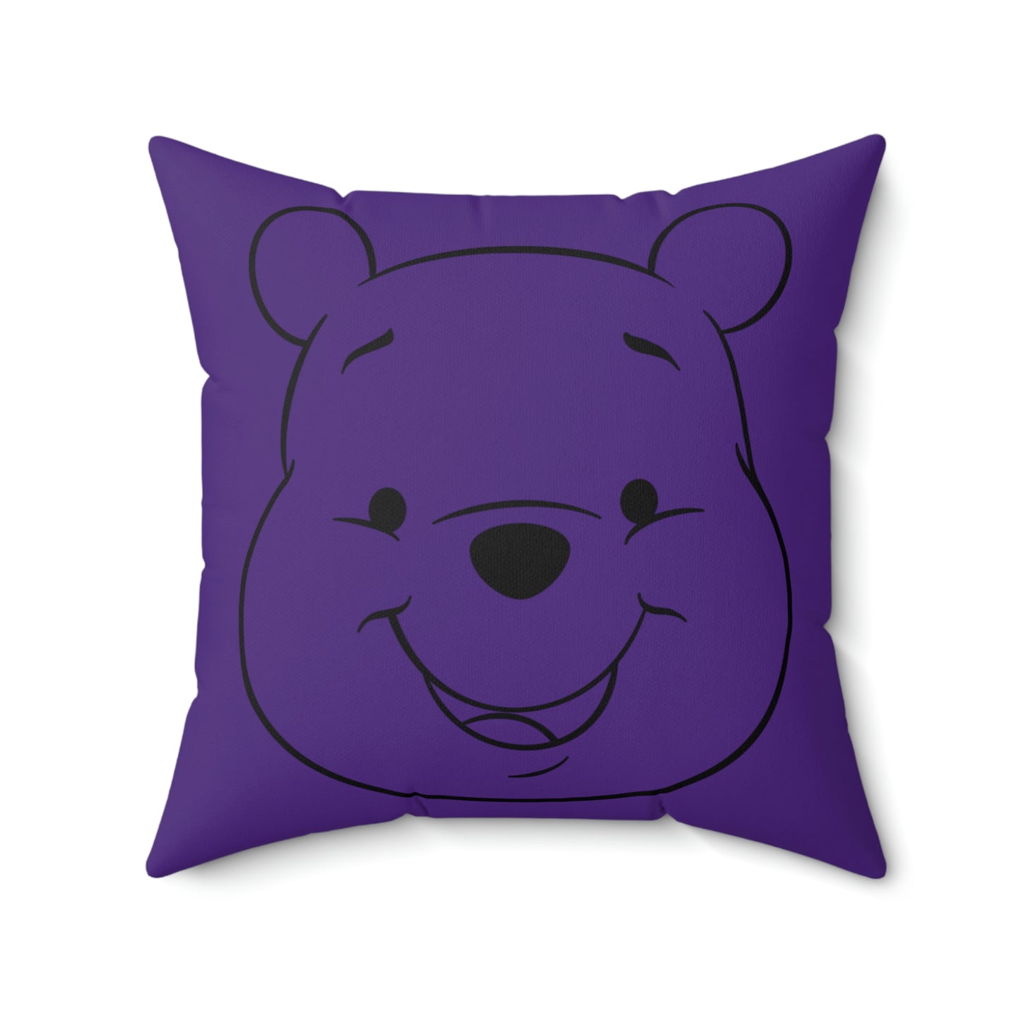 Spun Polyester Square Pillow Case “Pooh Line on Purple”