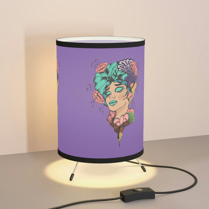 Tripod Lamp with High-Res Printed Shade, US\CA plug “Floral Woman”