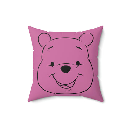 Spun Polyester Square Pillow Case “Pooh Line on Light Pink”