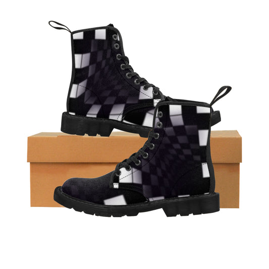 Women's Canvas Boots "Black and White Abyss"