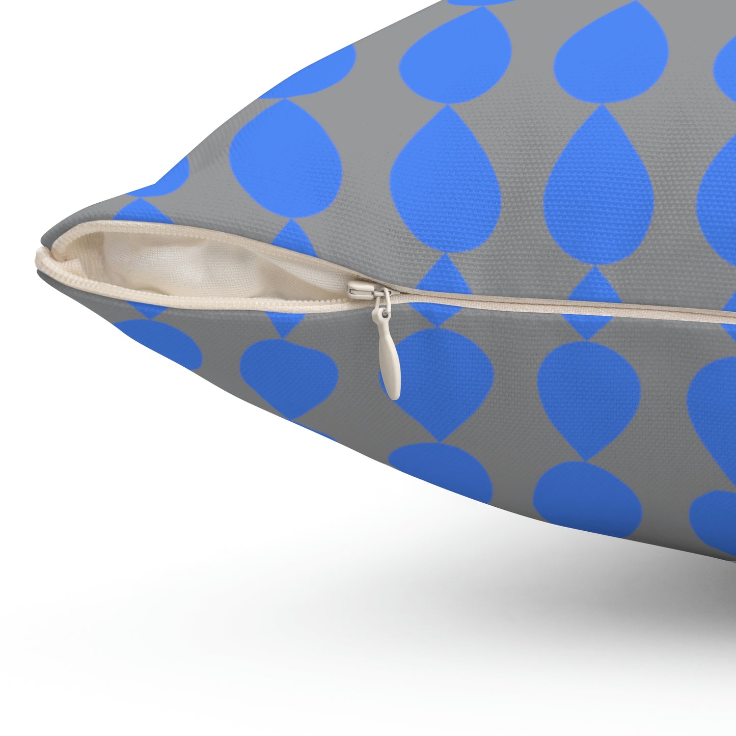 Spun Polyester Square Pillow Case ”Water Drop on Gray”