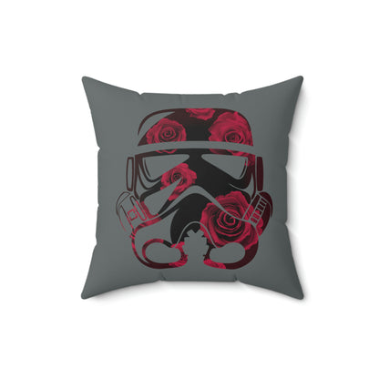 Spun Polyester Square Pillow Case ”Storm Trooper 15 on Dark Gray”