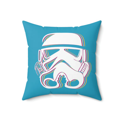 Spun Polyester Square Pillow Case ”Storm Trooper 16 on Turquoise”