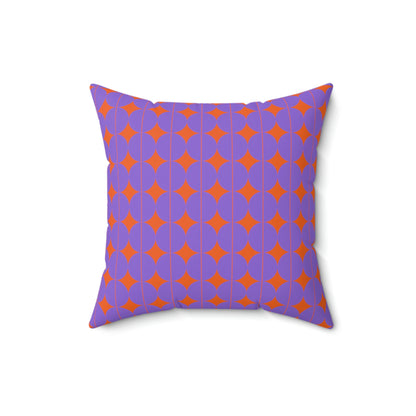 Spun Polyester Square Pillow Case "Purple Semicircle on Orange”