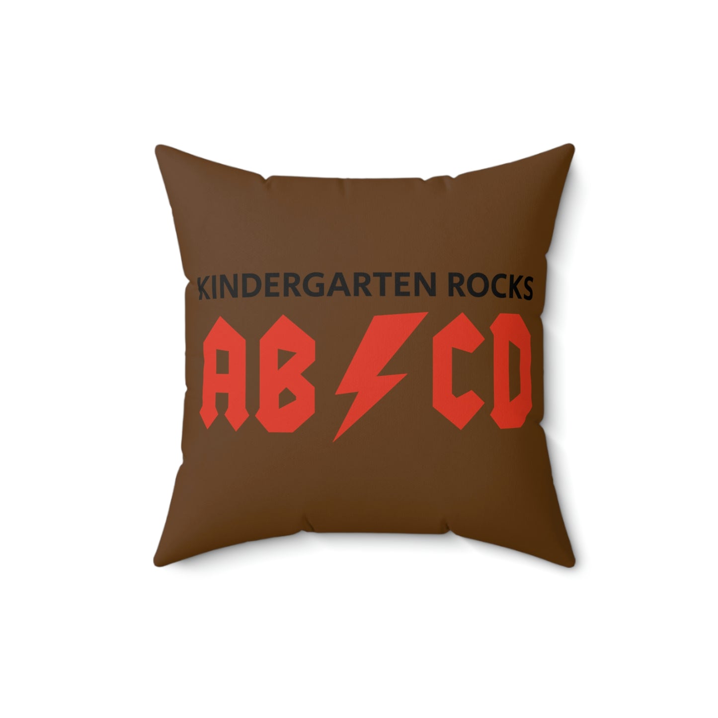 Spun Polyester Square Pillow Case “Kindergarten Rocks on Brown”