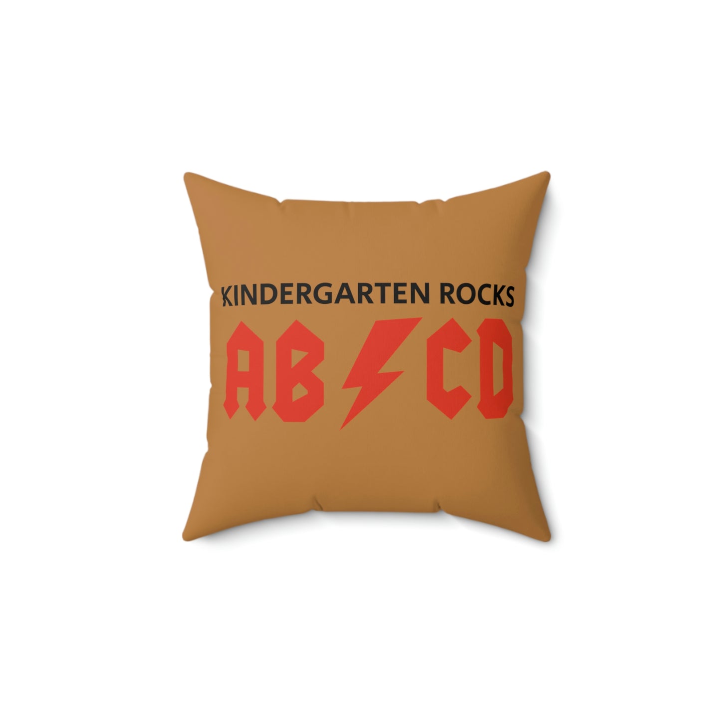 Spun Polyester Square Pillow Case “Kindergarten Rocks on Light Brown”