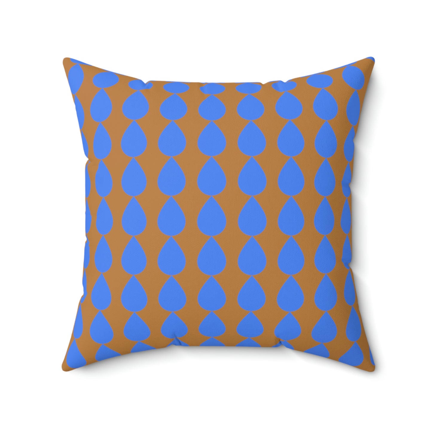 Spun Polyester Square Pillow Case ”Water Drop on Light Brown”