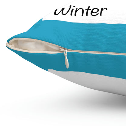Spun Polyester Square Pillow Case ”Winter Photo on Turquoise”