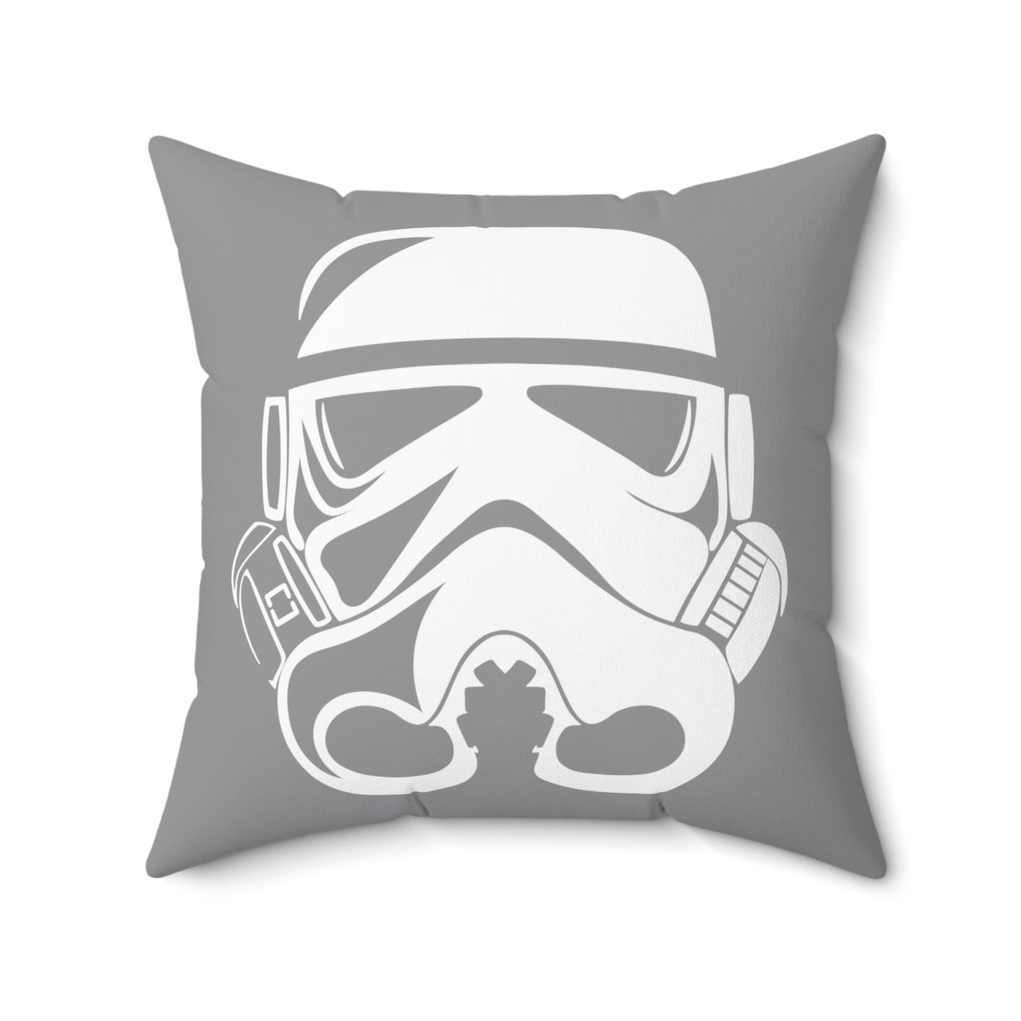 Spun Polyester Square Pillow Case “Storm Trooper White on Gray”