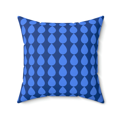 Spun Polyester Square Pillow Case ”Water Drop on Dark Blue”