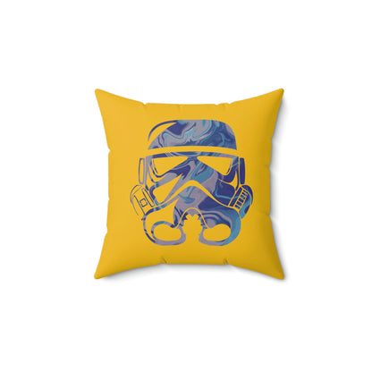 Spun Polyester Square Pillow Case ”Storm Trooper 8 on Yellow”
