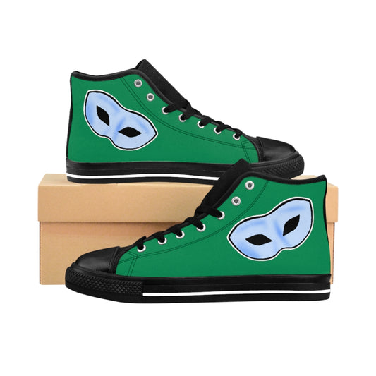 Men's High-top Sneakers  "White Mask on Green"