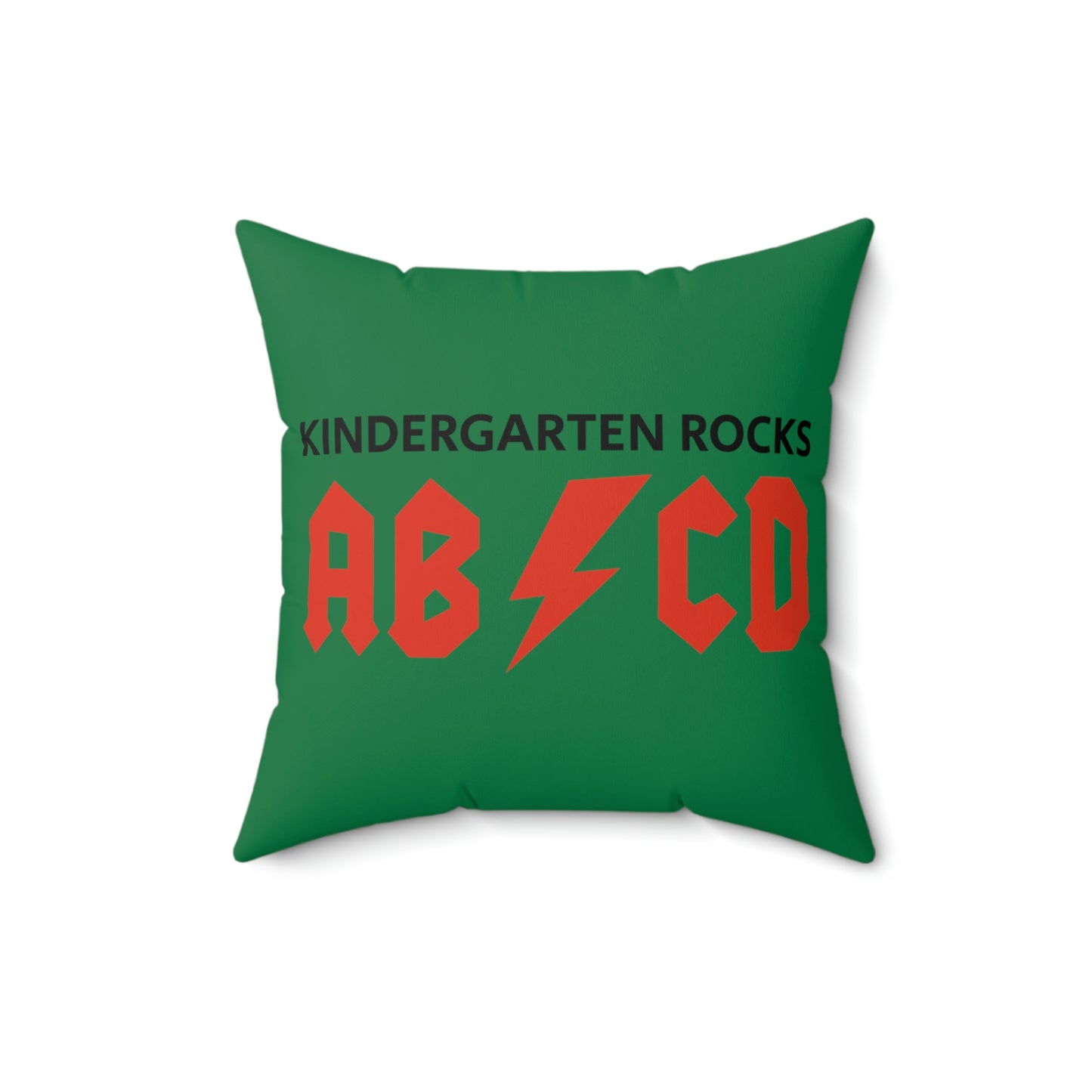 Spun Polyester Square Pillow Case “Kindergarten Rocks on Dark Green”