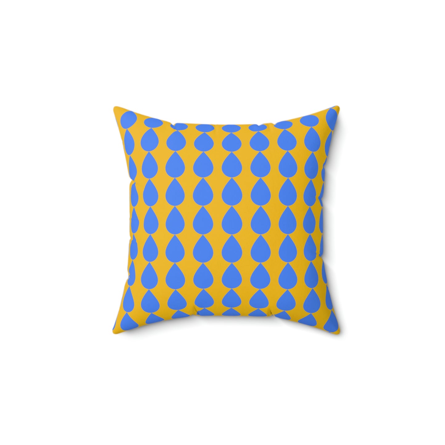 Spun Polyester Square Pillow Case ”Water Drop on Yellow”