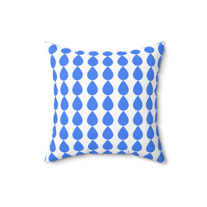 Spun Polyester Square Pillow Case ”Water Drop on White”