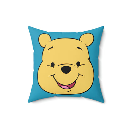 Spun Polyester Square Pillow Case “Pooh on Turquoise”