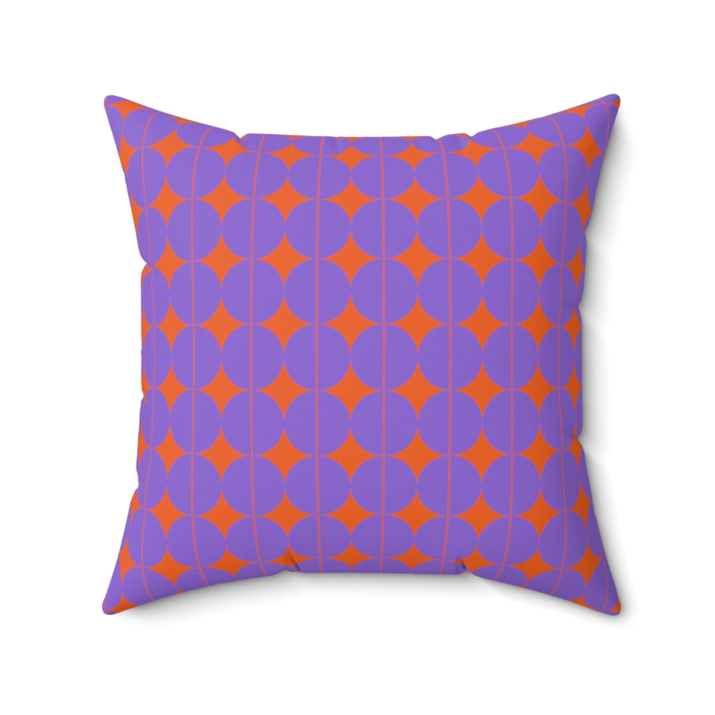 Spun Polyester Square Pillow Case "Purple Semicircle on Orange”