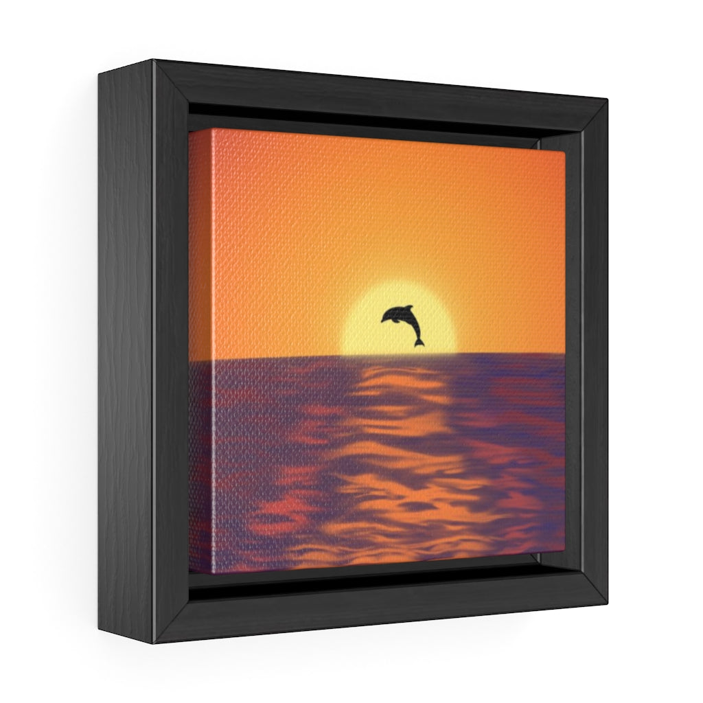 Gallery Canvas Wraps, Square Frame  "Dolphin in the Sunset"