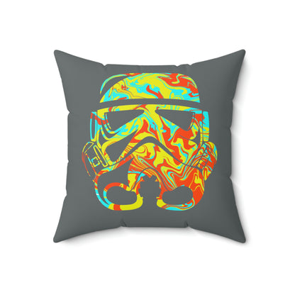 Spun Polyester Square Pillow Case ”Storm Trooper 2 on Dark Gray”