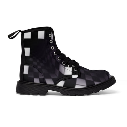 Men's Canvas Boots  "Black and White Abyss"