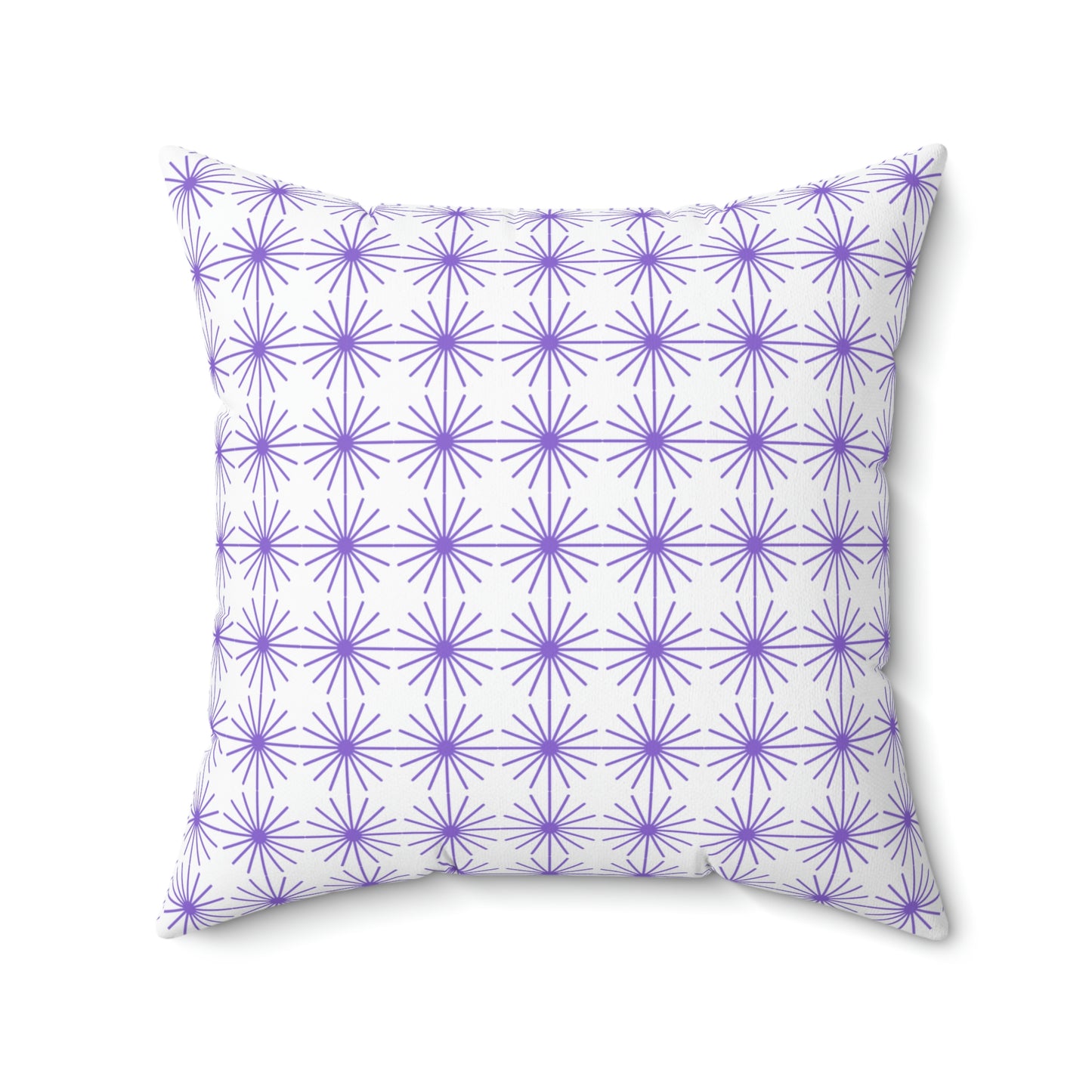 Spun Polyester Square Pillow Case “Purple Flower on White”