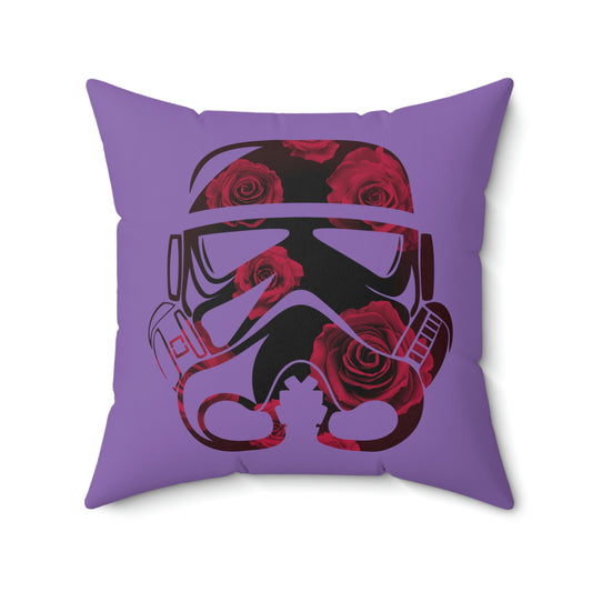 Spun Polyester Square Pillow Case ”Storm Trooper 15 on Light Purple”