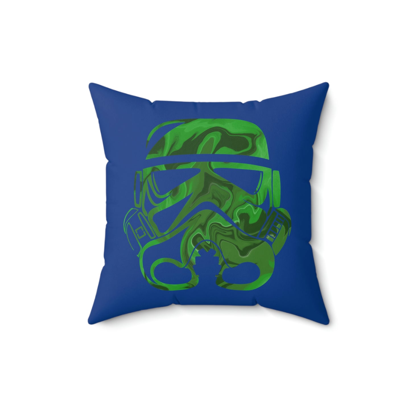 Spun Polyester Square Pillow Case ”Storm Trooper 5 on Dark Blue”