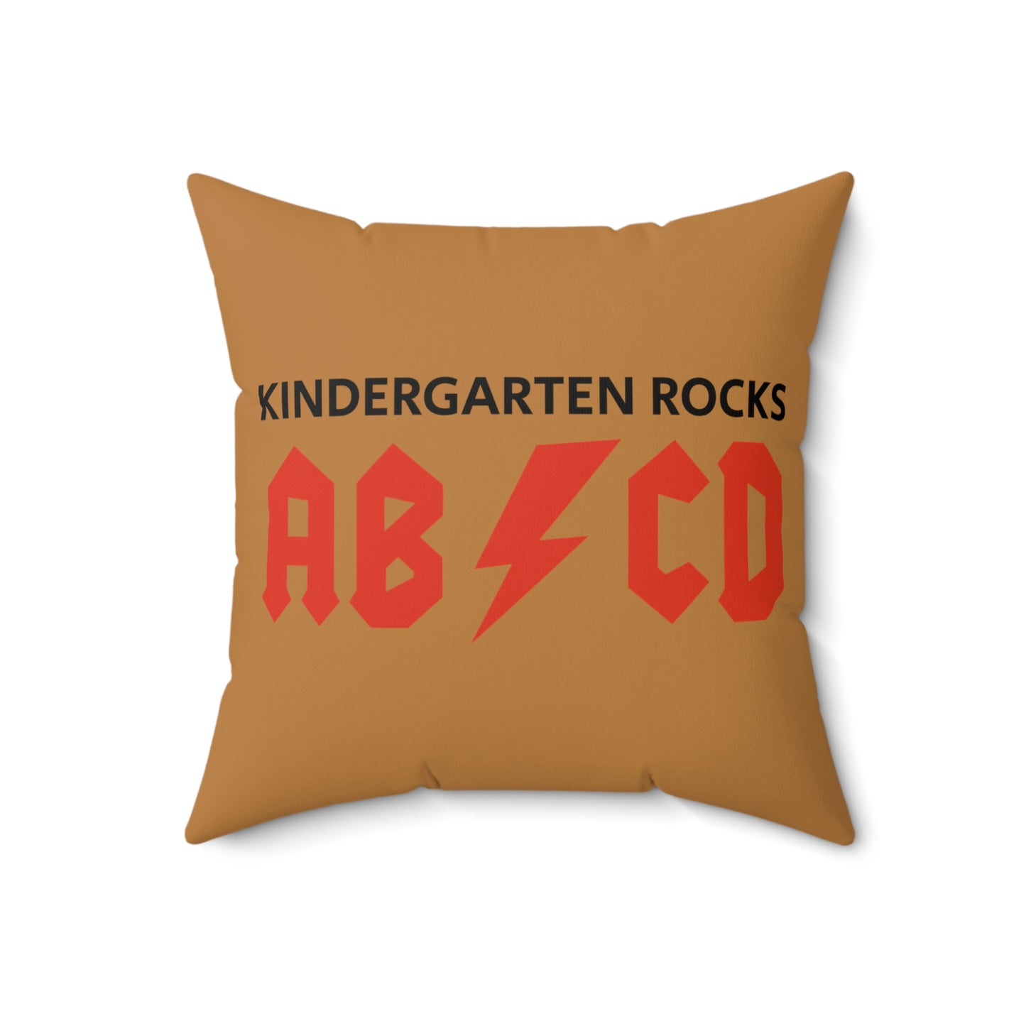 Spun Polyester Square Pillow Case “Kindergarten Rocks on Light Brown”