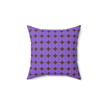 Spun Polyester Square Pillow Case "Purple Semicircle on Brown”