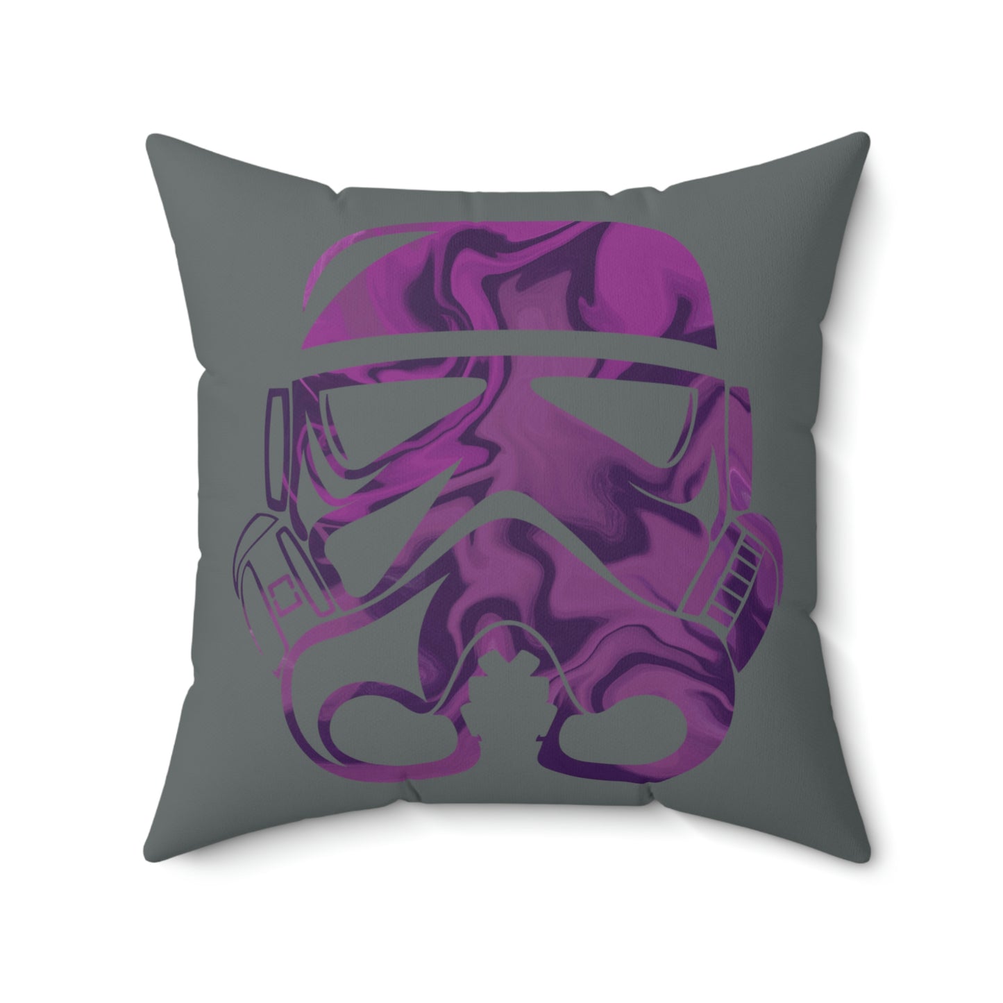 Spun Polyester Square Pillow Case ”Storm Trooper 4 on Dark Gray”