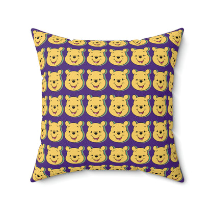 Spun Polyester Square Pillow Case “Trip Pooh on Purple”