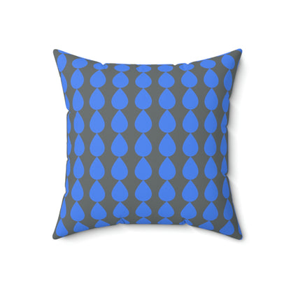 Spun Polyester Square Pillow Case ”Water Drop on Dark Gray”
