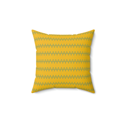 Spun Polyester Square Pillow Case “Snake Line 2.0 on Yellow”
