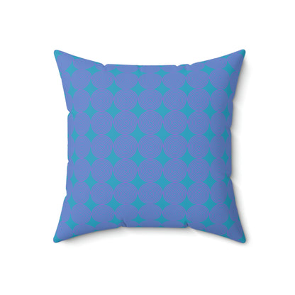 Spun Polyester Square Pillow Case ”Purple Spiral on Turquoise”