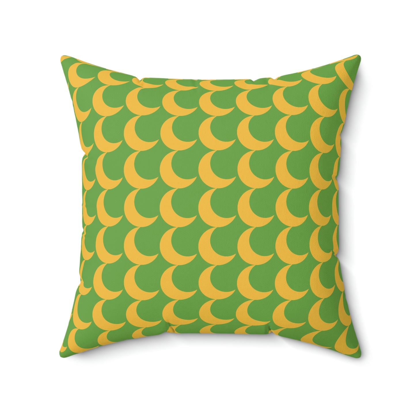 Spun Polyester Square Pillow Case “Crescent Moon on Green”