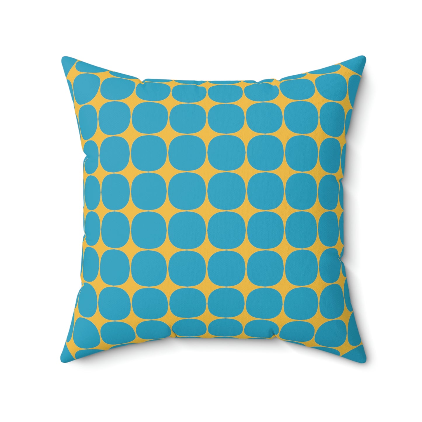 Spun Polyester Square Pillow Case “Rhombus Star on Turquoise”